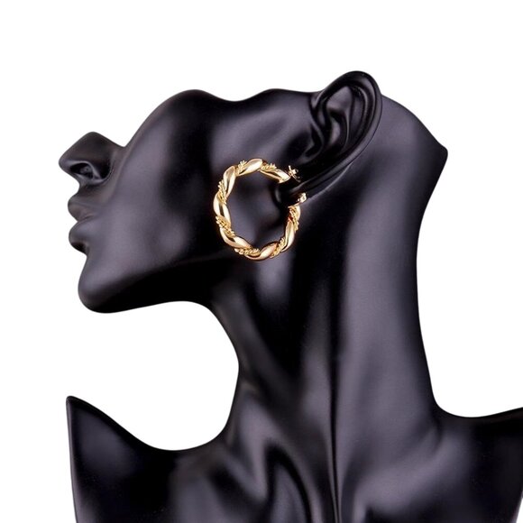 1 1/2 Inch 41mm Gold Tone Pierced Post Earrings - Picture 4 of 5